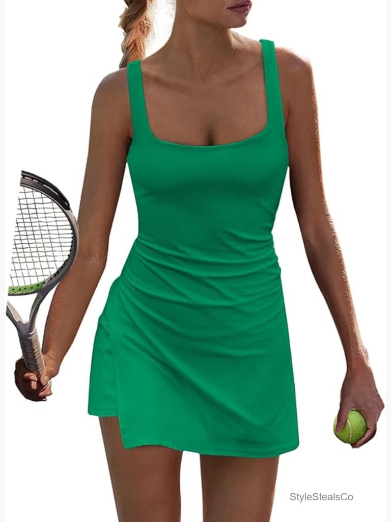 Tennis Dress With Built In Shorts Athletic Mini Sundress Golf Outfits Workout